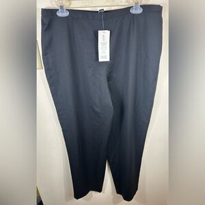 EILEEN FISHER Straight Ankle Pants Women’s L Black 100% WOOL Lightweight Stretch